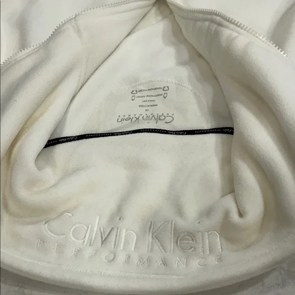 Calvin Klein Performance Women's 1X Full-Zip Hooded Fleece Jacket Winter White - Picture 6 of 13